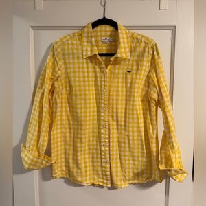 Vineyard Vines yellow & white gingham shirt, size 12